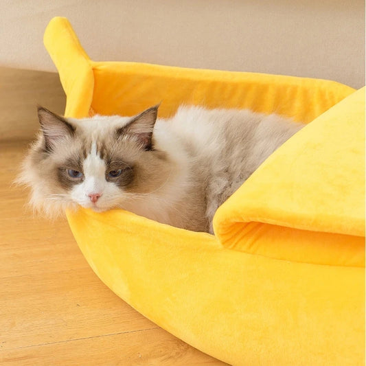 Cama para gatos con forma de plátano