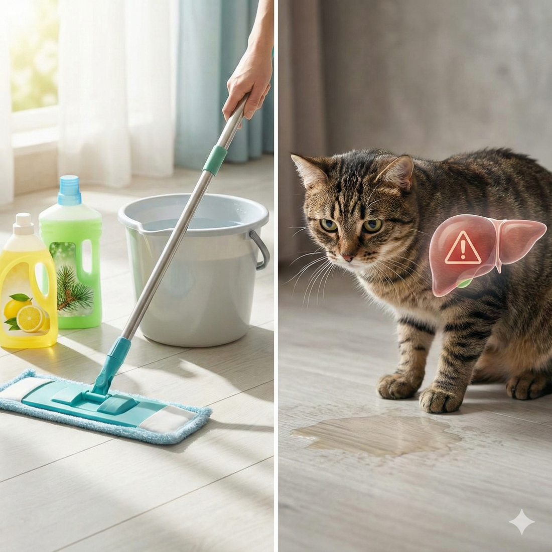 El Asesino Silencioso en tu Fregasuelos: Por Qué el Aroma a Limón y Pino es una Sentencia para tu Gato